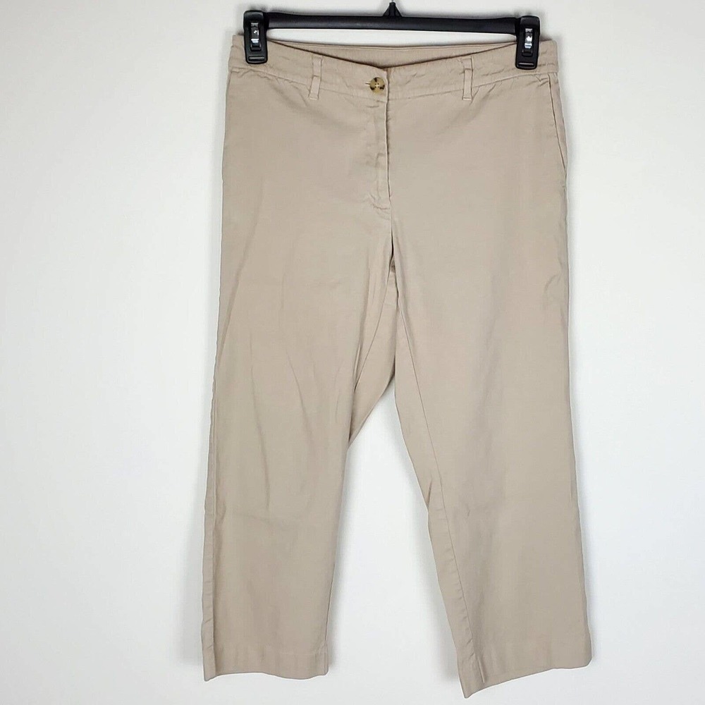 J Jill Linen Stretch Crop Zip Up Pants Womens Size 8 Tan Flax Beige‎ Neutral